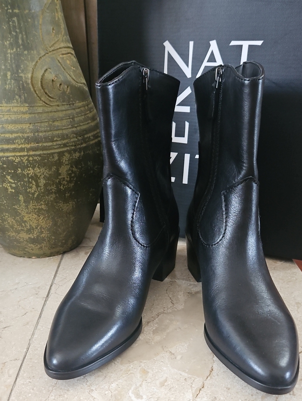 Naturalizer Black Leather Ankle Boots